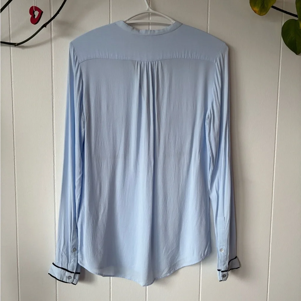 Zara Light Blue Mandarin Collar Blouse | Size XS - Picture 4 of 5